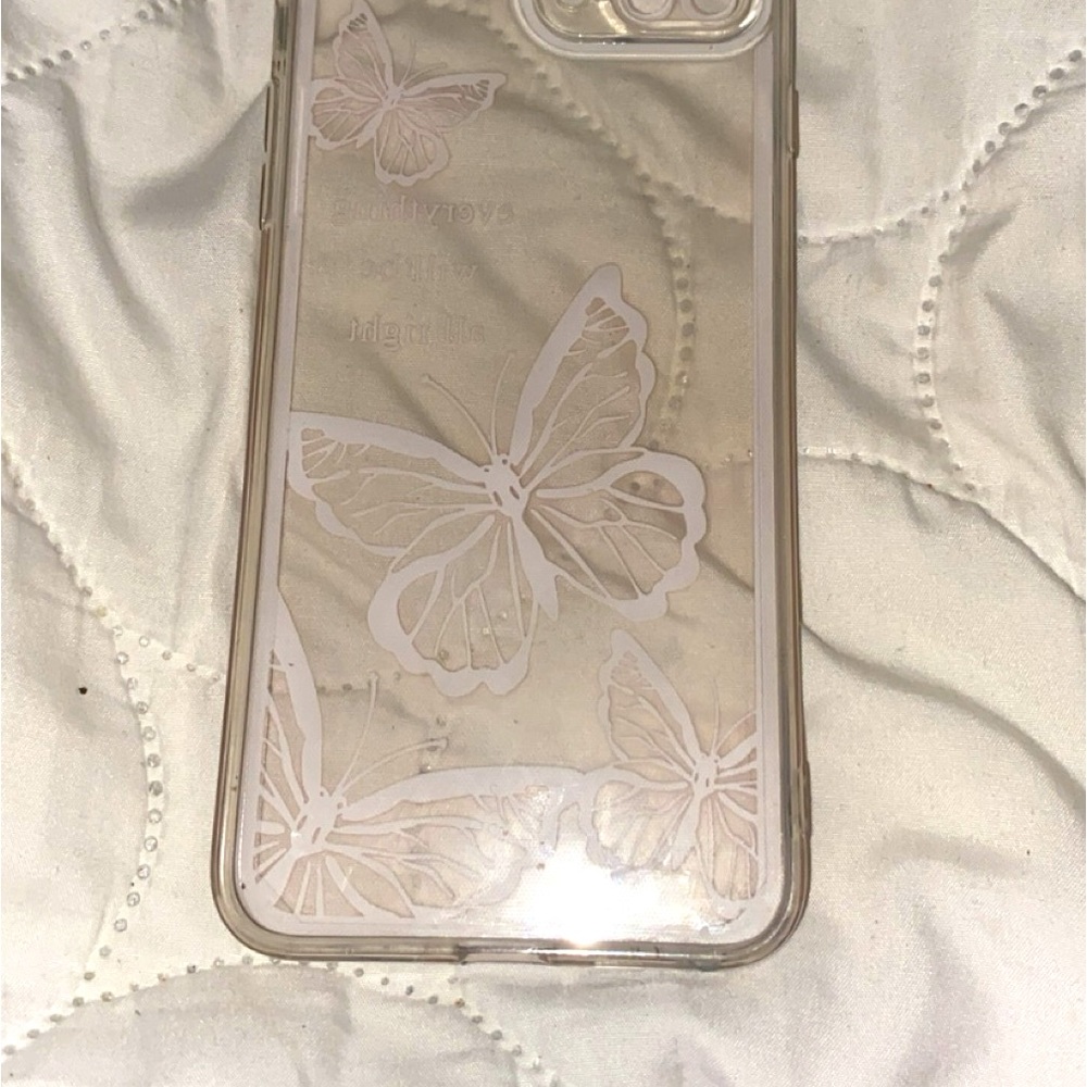 Pink butterfly phone case “everything will be alright”/iPhone 7plus